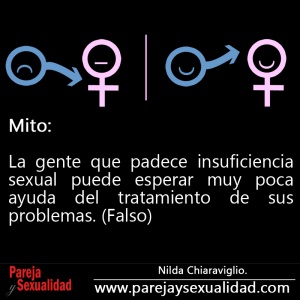 Mitos y Falacias Sexuales. La gente que padece insuficiencia sexual puede esperar muy poca ayuda del tratamiento de sus problemas.